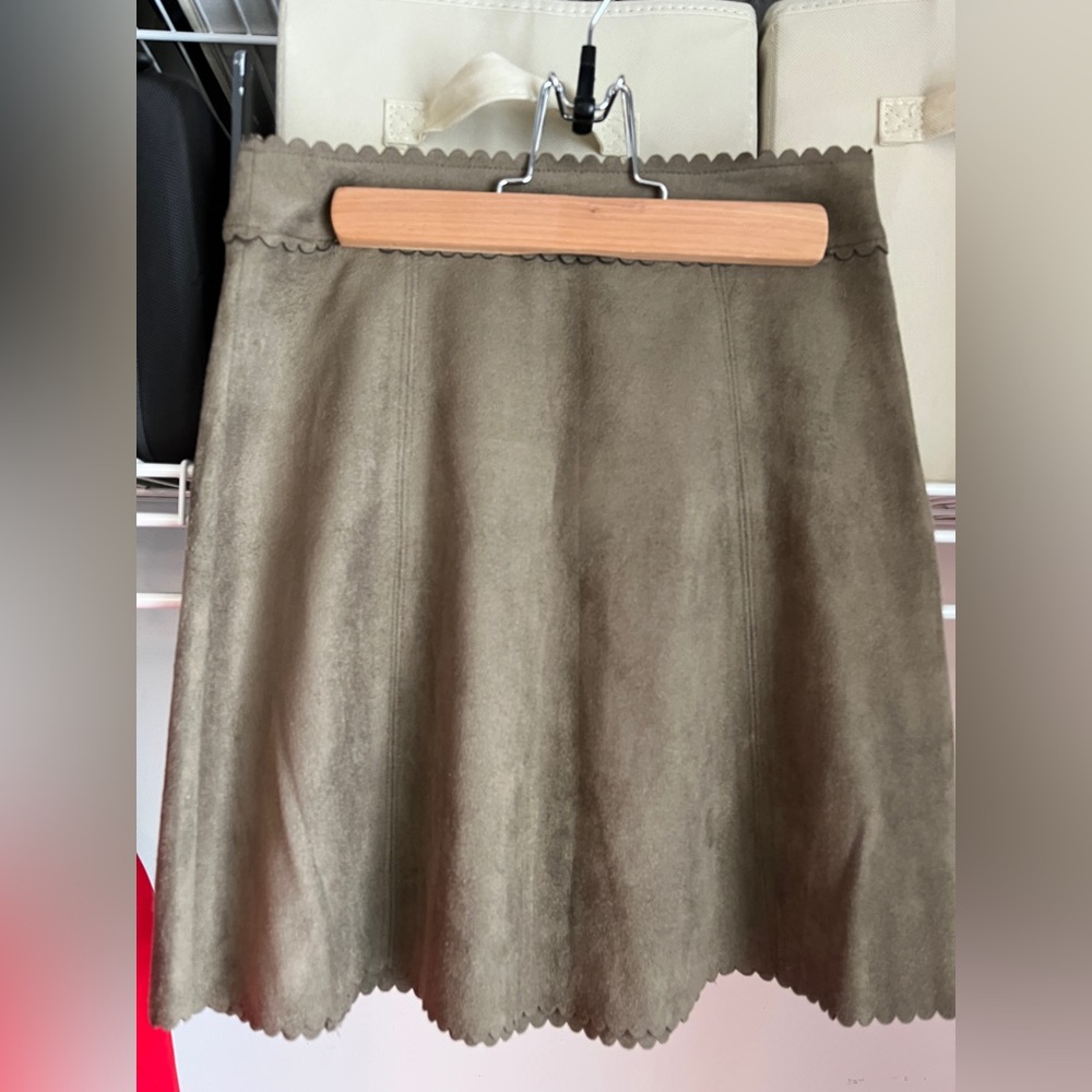 Francesca’s Green Suede Mini Skirt